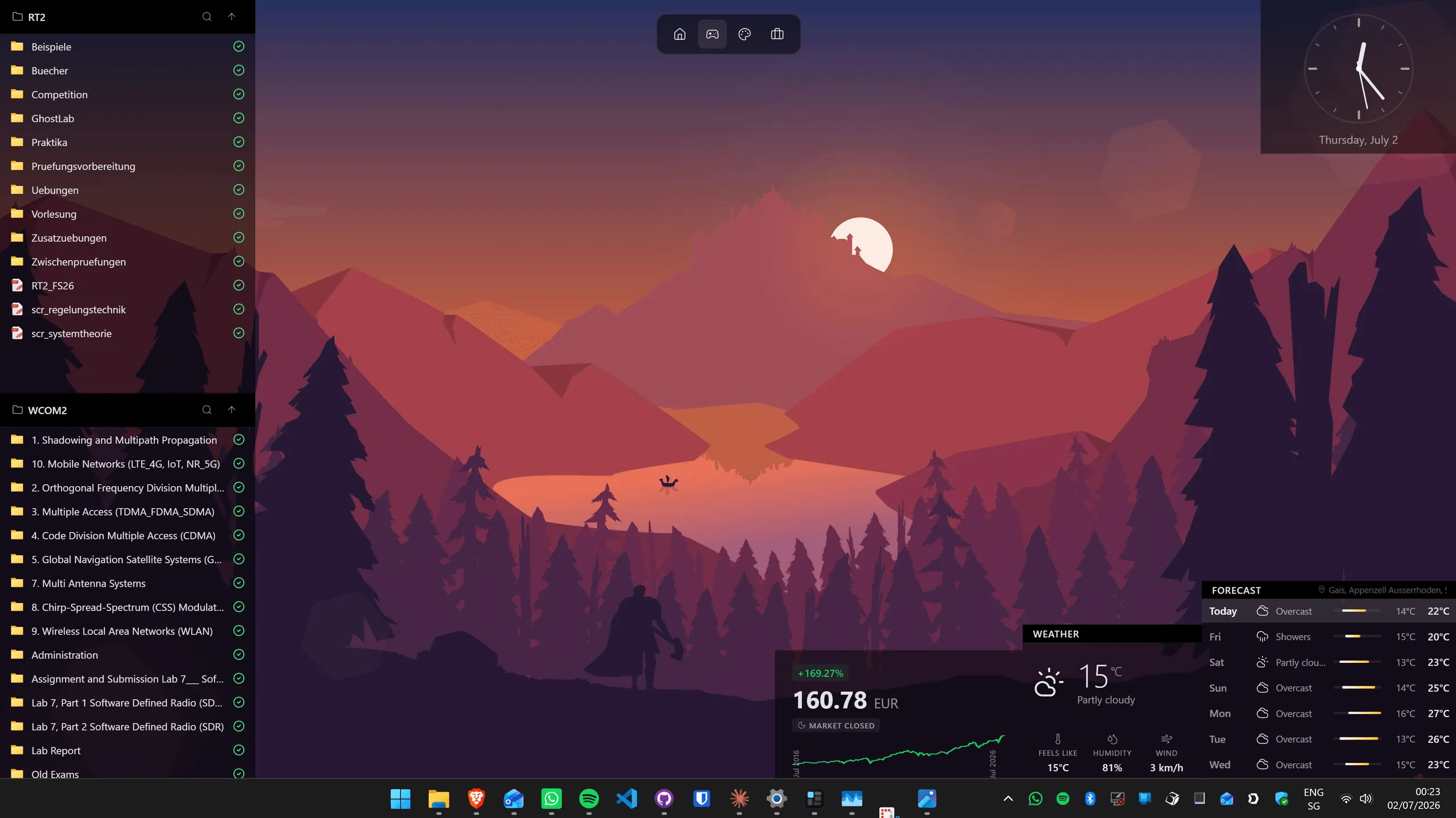 Themia小组件仪表板显示Windows 11桌面上的天气预报、即将到来的日历事件和系统资源使用情况